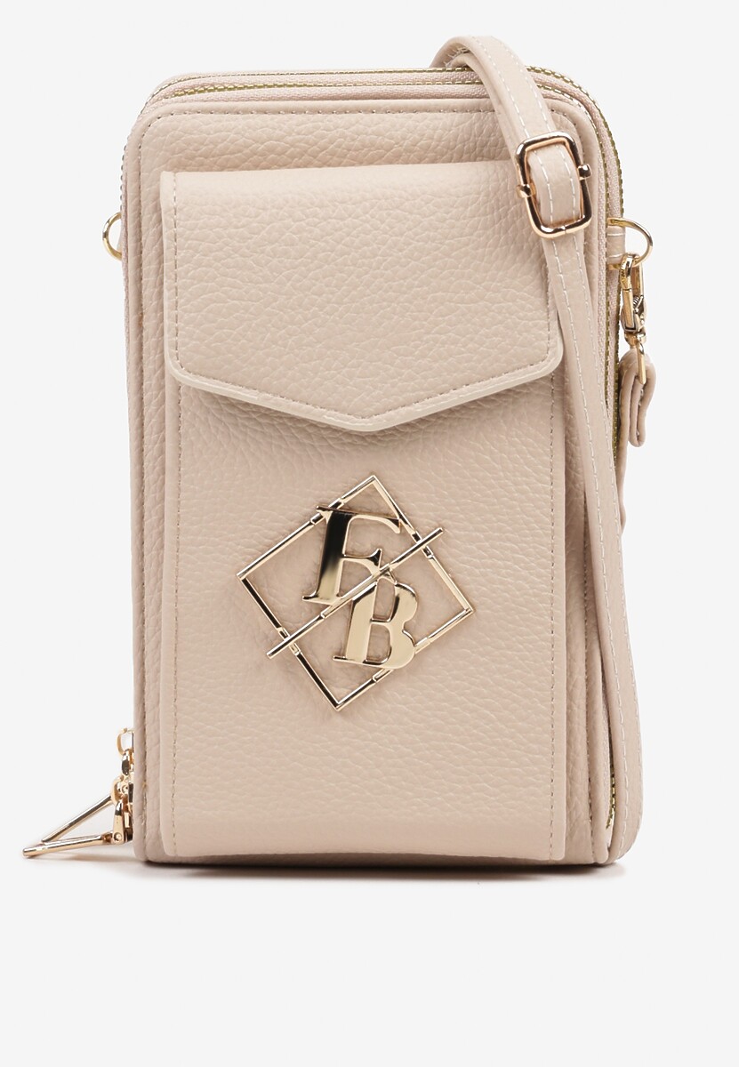 Beżowa Mała Torebka z Metaliczną Ozdobą Seniffia