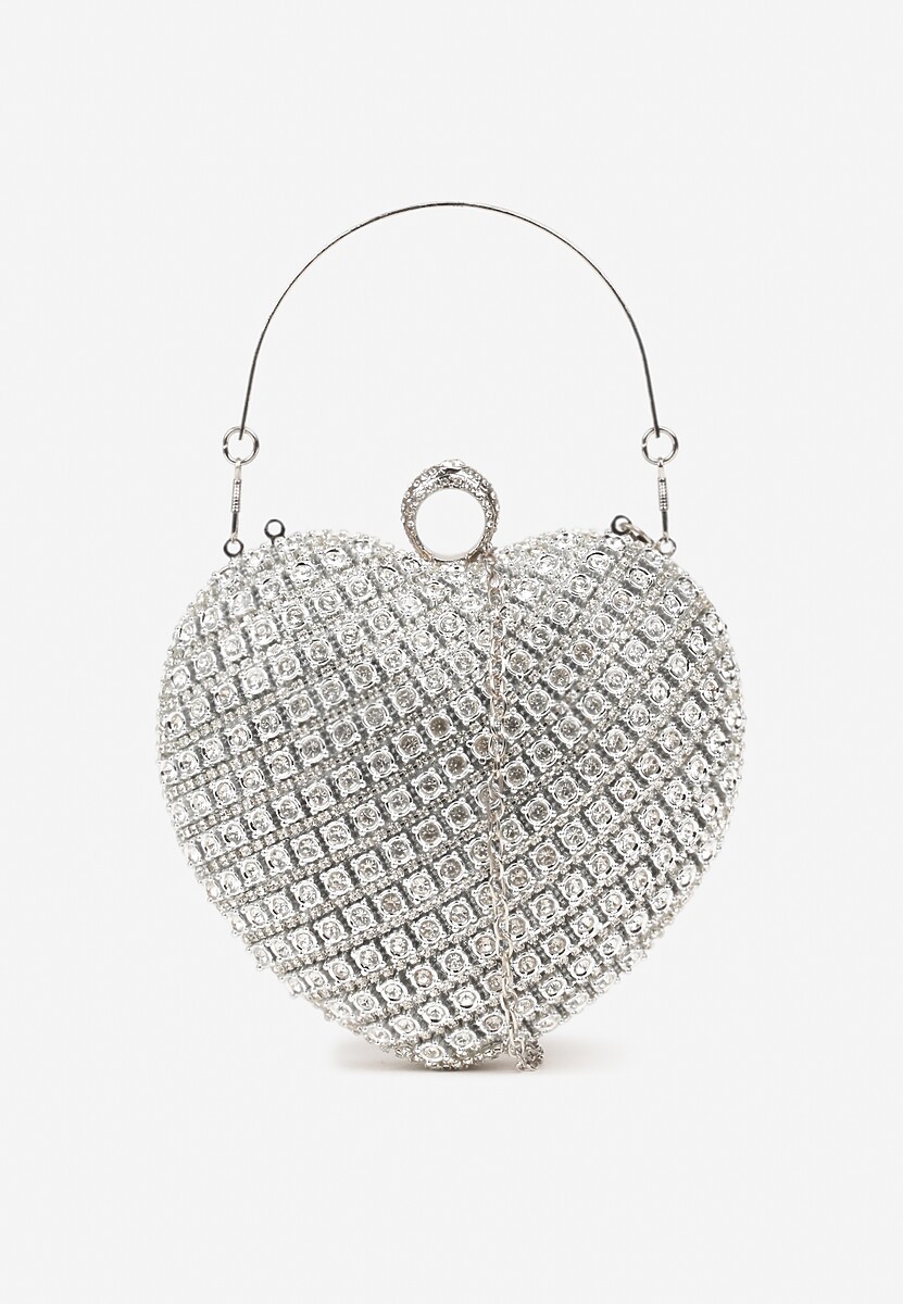 Srebrna Koktajlowa Torebka w Kształcie Serca z Cyrkoniami Deolave