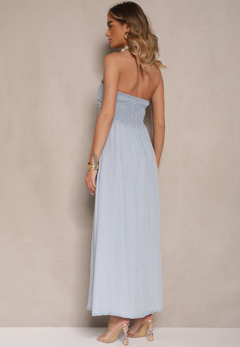 Jasnoniebieska Rozkloszowana Sukienka Bandeau Mavoreine