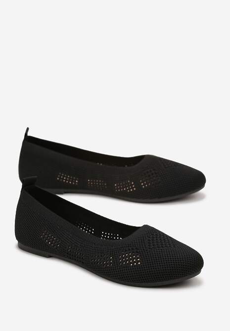Czarne Ażurowe Balerinki z Okrągłym Noskiem Siotte