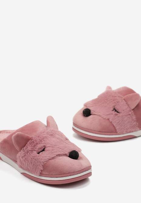 Różowe Kapcie z Futerkiem i Imitacją Uszu Bervenka