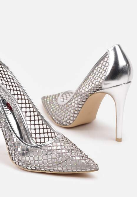 Srebrne Szpilki z Eleganckiej Siateczki z Cyrkoniami Merilinea