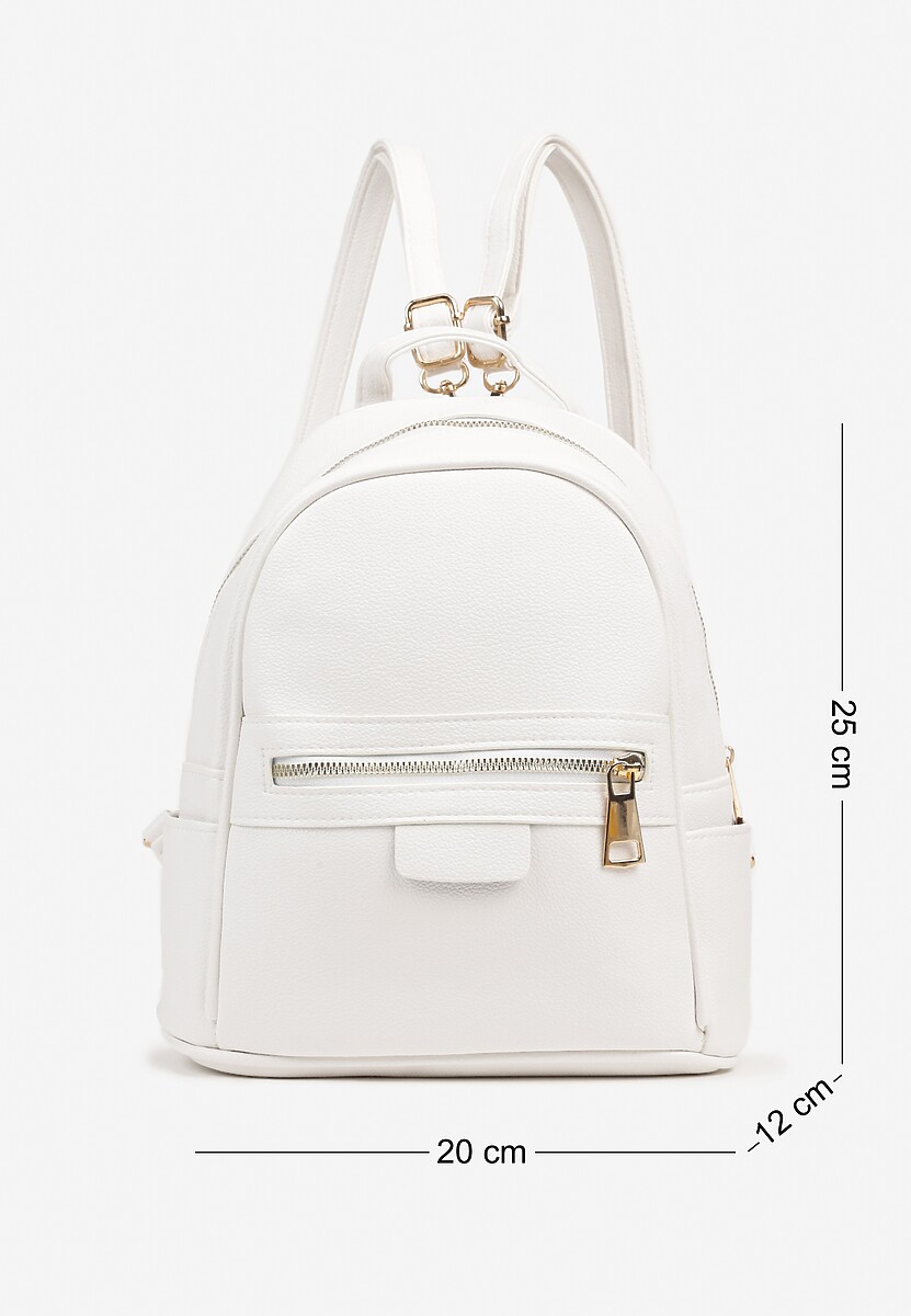Biały Mały Plecak Trapezowy Zdobiony Aplikacją Paseriela