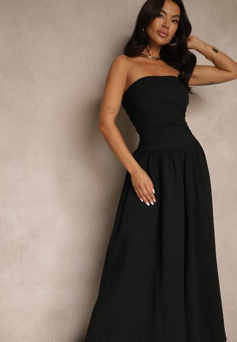 Czarna Koktajlowa Bawełniana Sukienka Bodycon Filitera