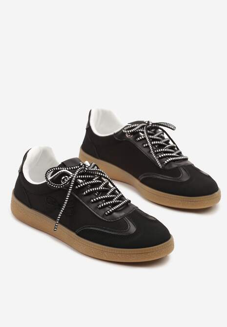 Czarne Sneakersy Tenisówek ze Wzorem Kokardki Maritiela