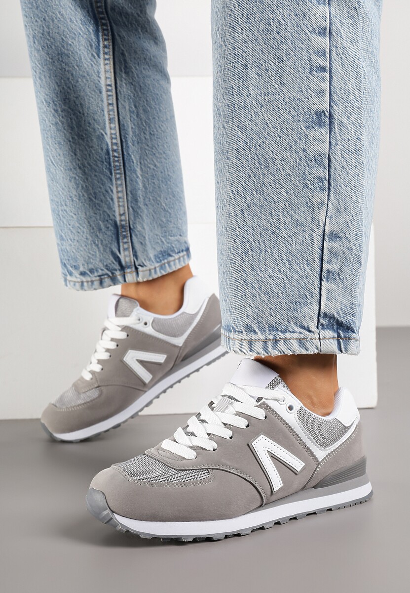 Szare Sneakersy Ozdobione Geometrycznym Motywem Rilenessa