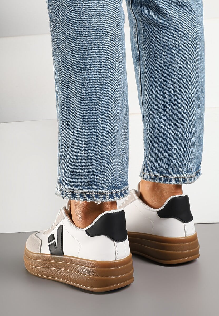 Białe Sneakersy na Kauczukowej Podeszwie Ellirielle