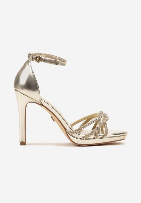 Złote Sandały Vices na Szpilce z Cyrkoniami Sarameira