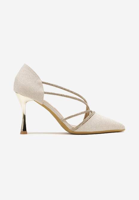 Złote Brokatowe Szpilki z Cyrkoniowym Zdobieniem Dolerra