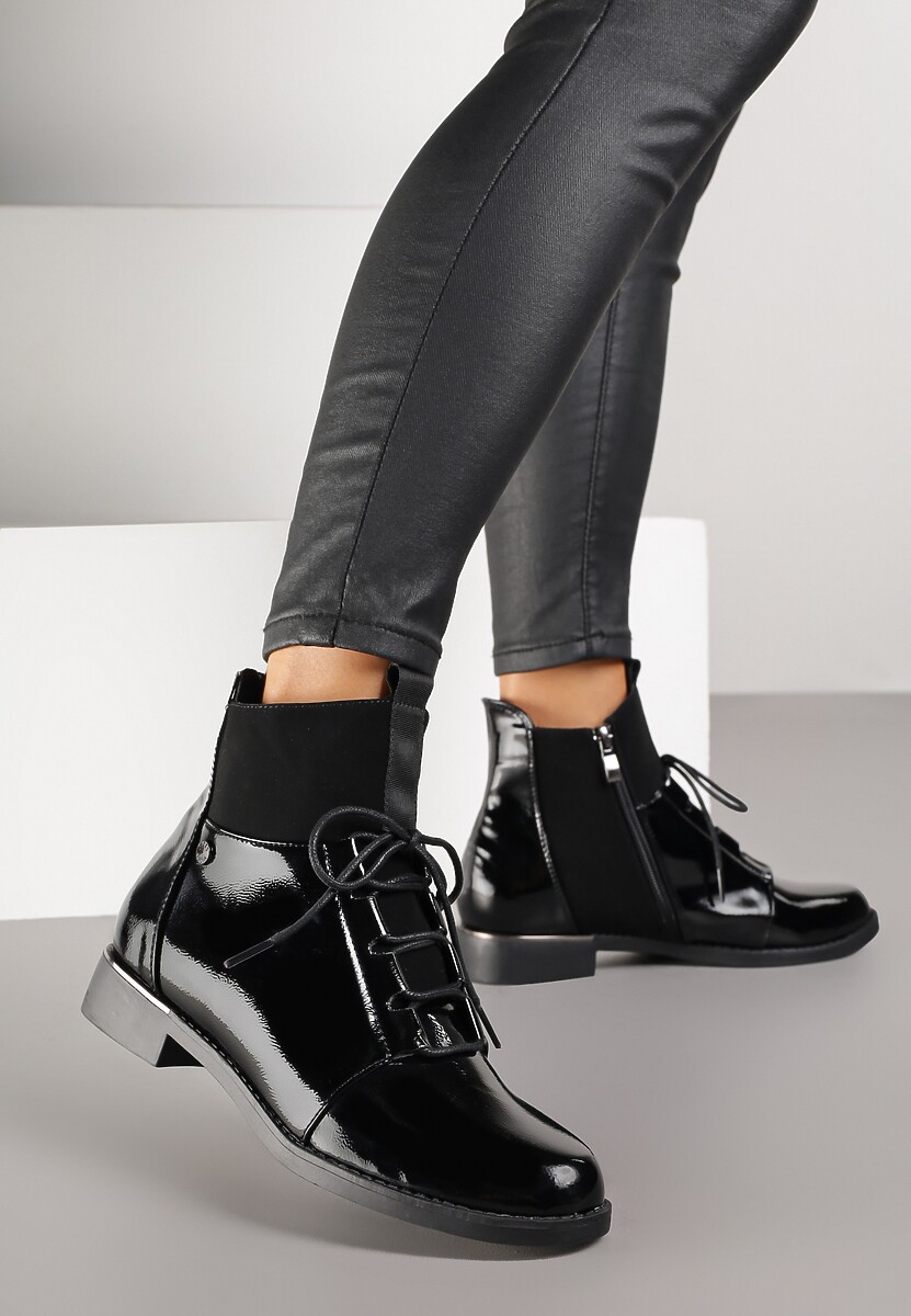 Brązowe Botki Vices ze Sznurowaną Cholewką i Elastycznymi Panelami Flilera