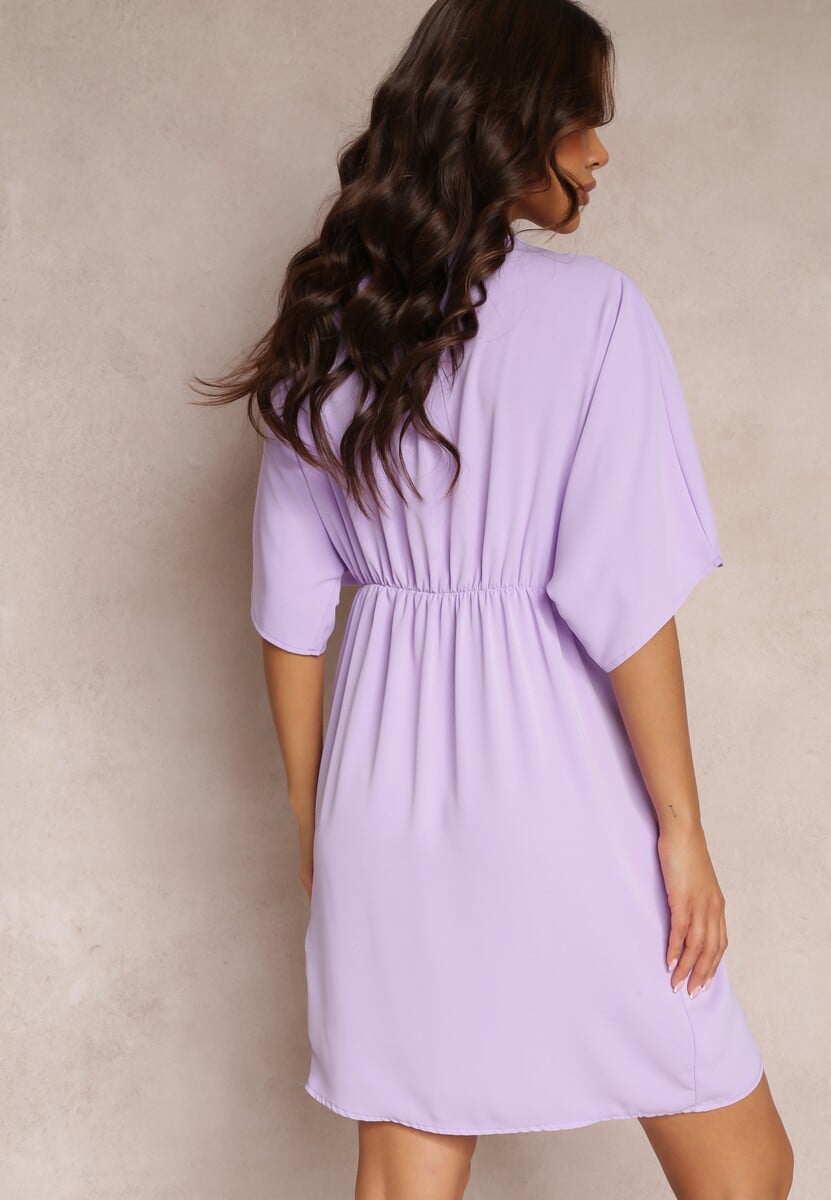 Fioletowa Sukienka z Wiskozy typu Nietoperz Neollia