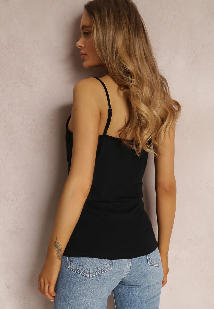 Czarny Top Bawełniany Prisiche