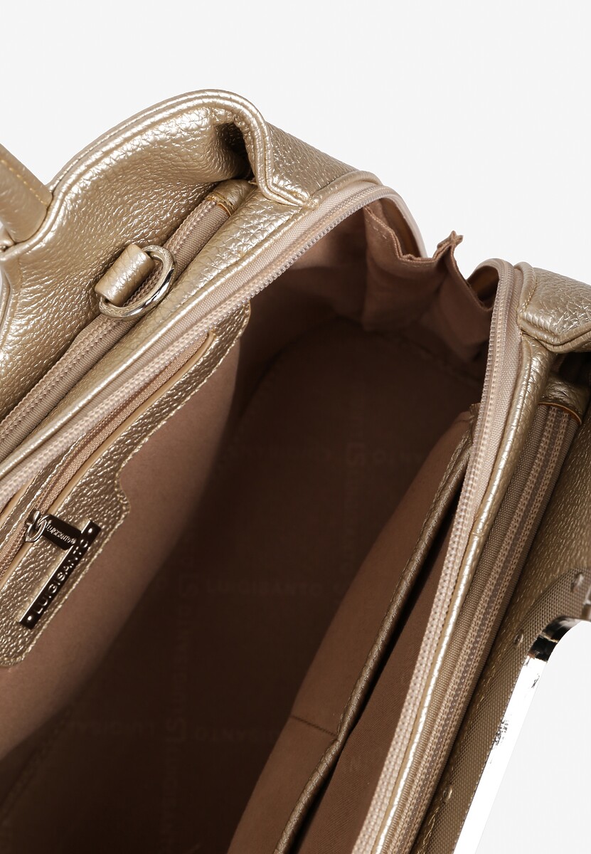 Złota Prostokątna Torebka Klasyczna z Paskiem i Rączką Clarilou