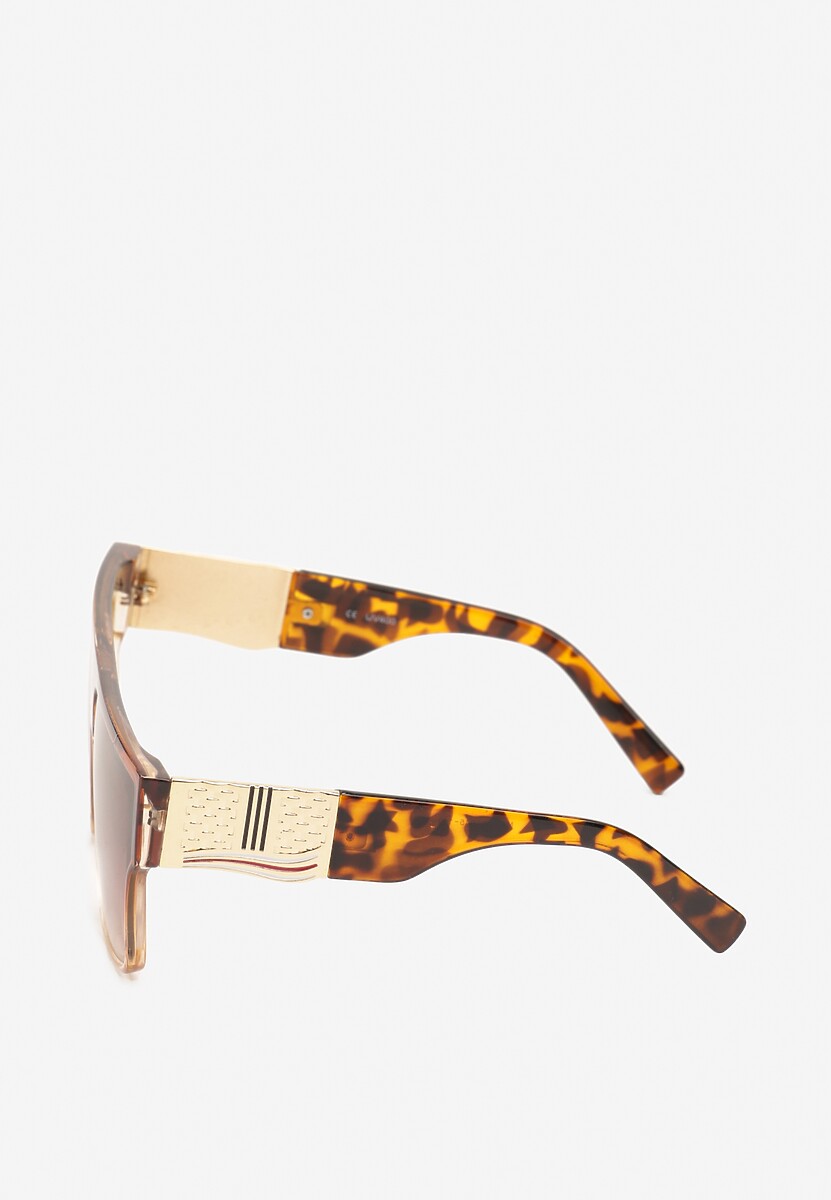 Brązowe Geometryczne Okulary Przeciwsłoneczne w Panterkę z Filtrem UV Griosae