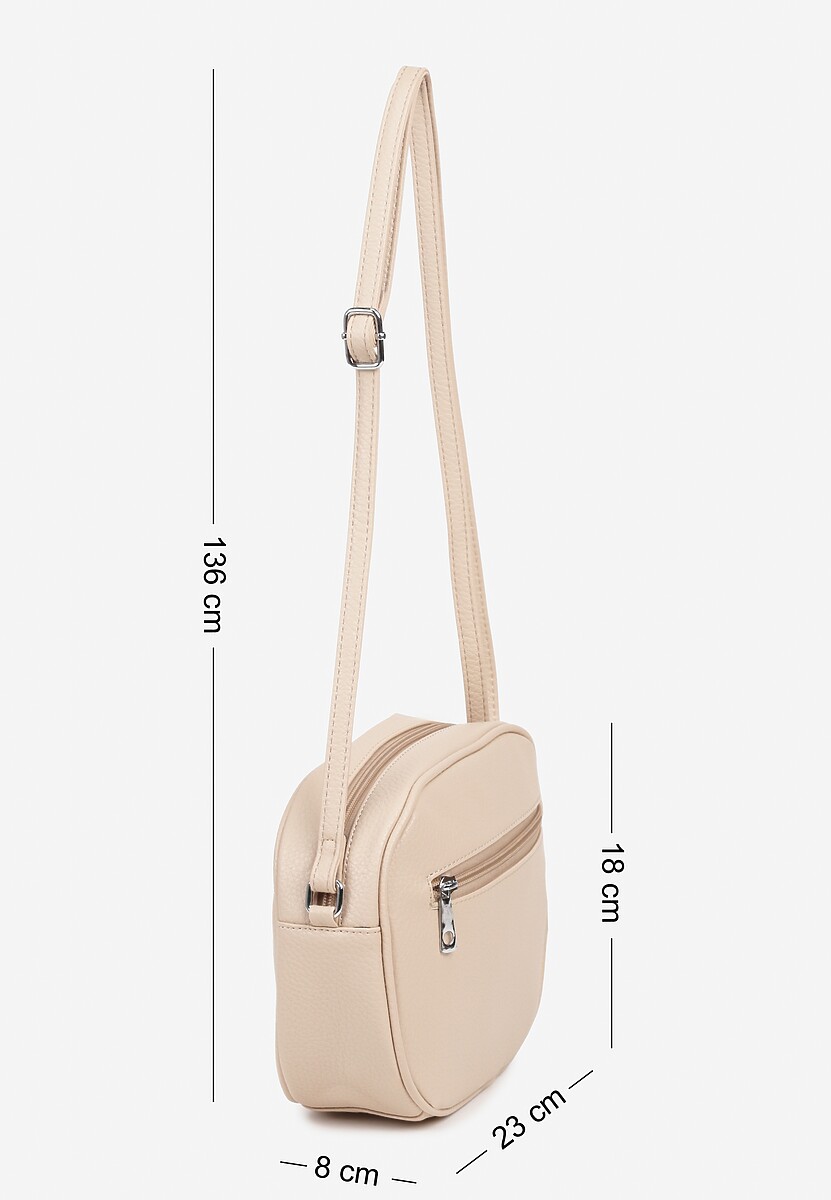 Beżowa Okrągła Torebka na Pasku z Kieszonkami Malireia