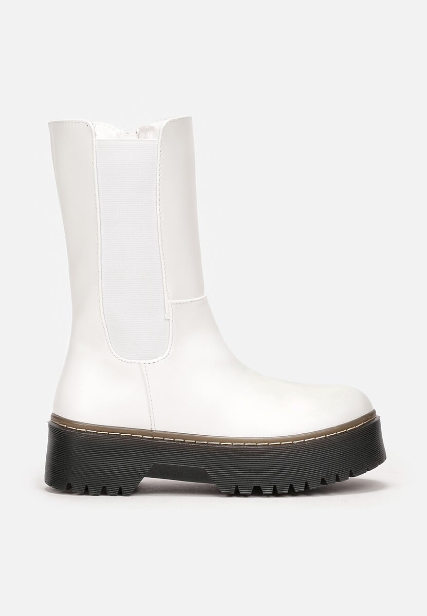Białe Botki na Grubej Podeszwie Howon