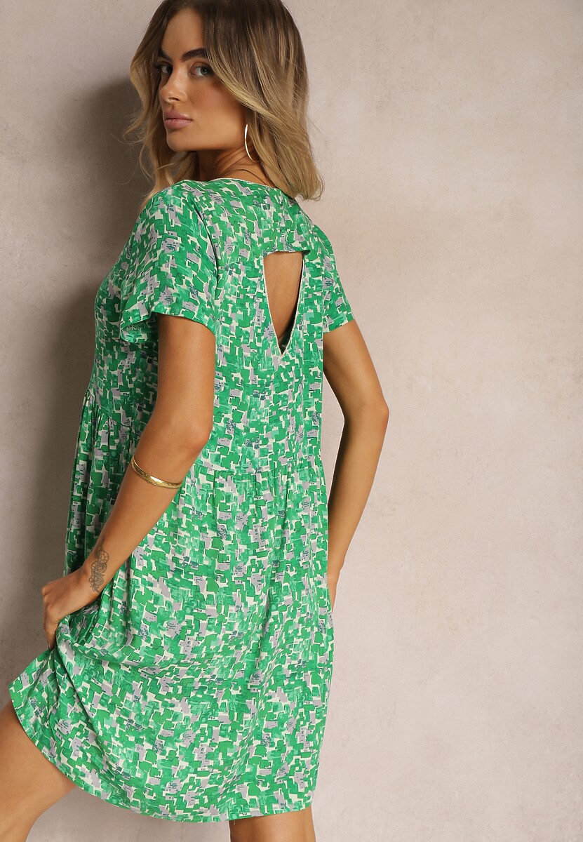 Zielona Sukienka na Lato z Wiskozy w Geometryczny Print Yenivia