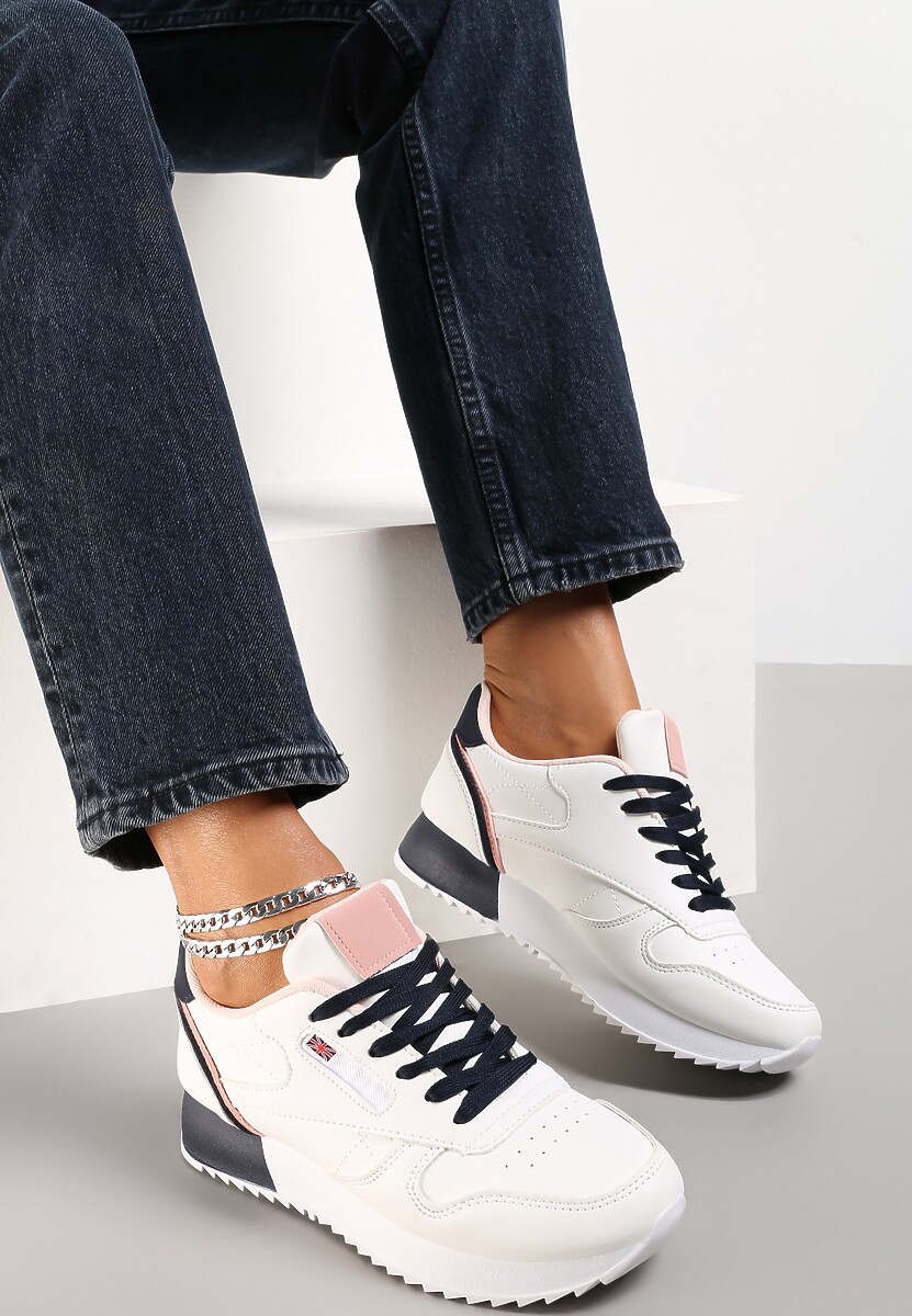 Biało-Granatowe Sneakersy Corarephis