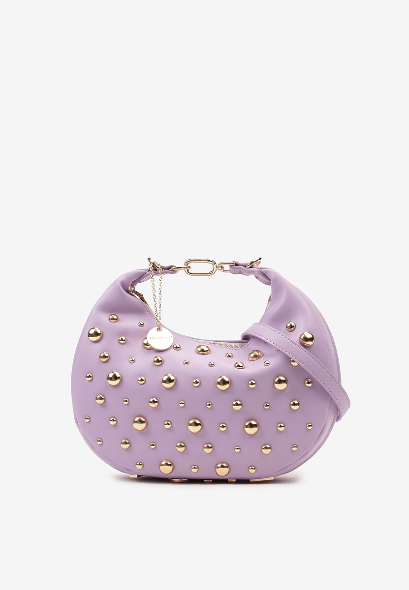 Fioletowa Mała Torebka ze Zdobieniem i Odpinanym Paskiem Wyneth