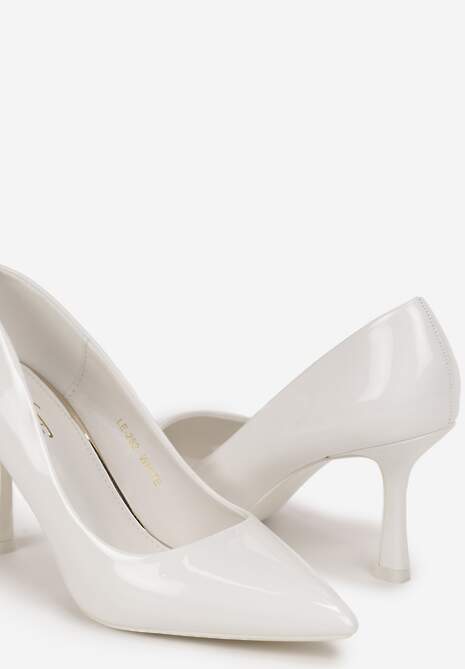 Białe Lakierowane Szpilki ze Szpiczastym Noskiem Sileto