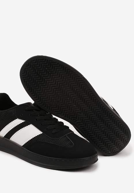 Czarne Klasyczne Sneakersy Tenisówki na Półprzezroczystej Podeszwie Niniel