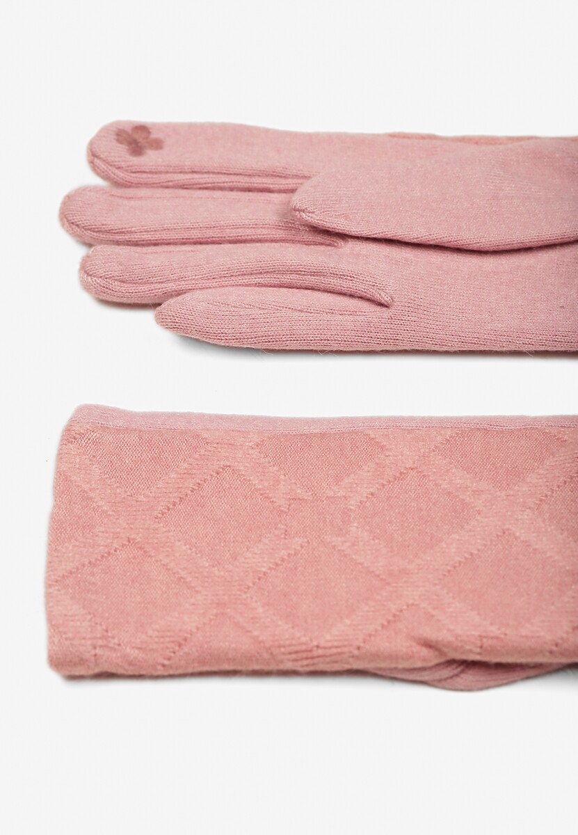 Różowe Dzianinowe Casualowe Rękawiczki z Bawełną Zinnithoa