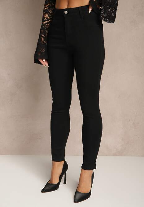 Czarne Spodnie Skinny Regular Waist Mandria