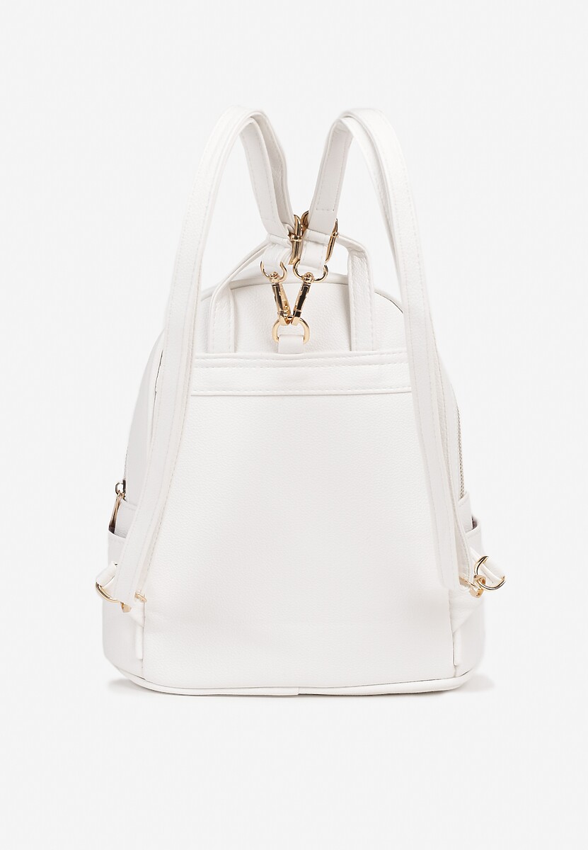 Biały Mały Plecak Trapezowy Zdobiony Aplikacją Paseriela