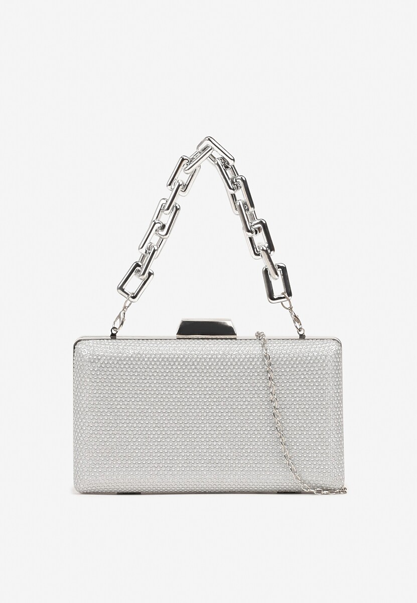 Złoto-Różowa Torebka Kopertówka z Łańcuszkiem Zdobiona Brokatem Kellirra