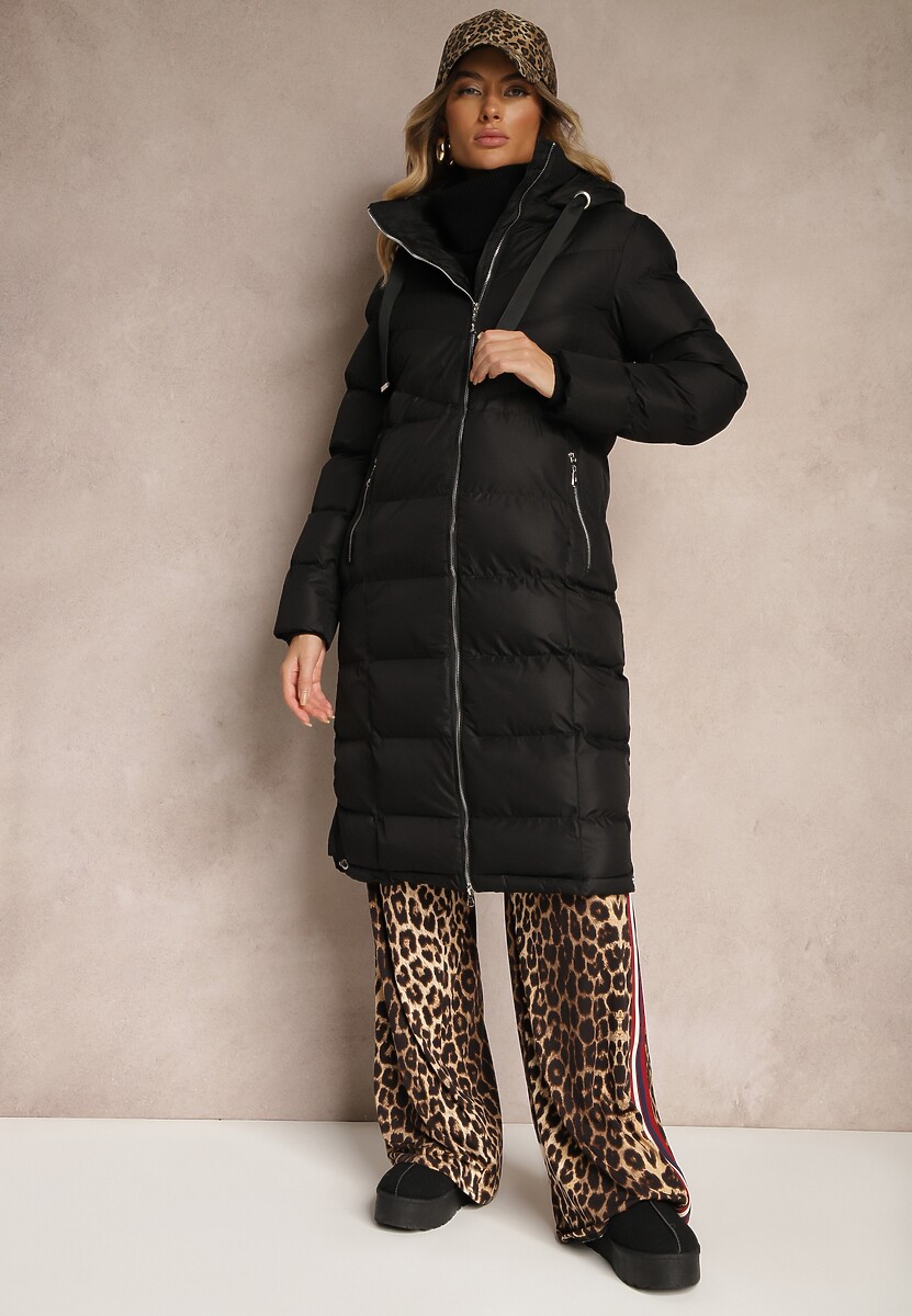 Beżowa Kurtka z Kapturem i Pikowanymi Przeszyciami Zdobiona Szerokimi Taśmami Etterisa