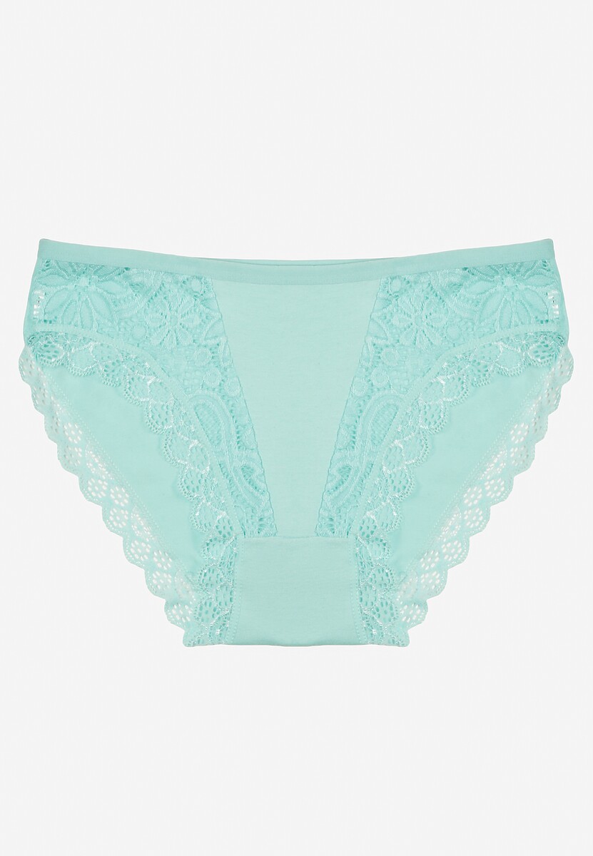 Miętowe Koronkowe Figi Majtki z Bawełny Eaelia