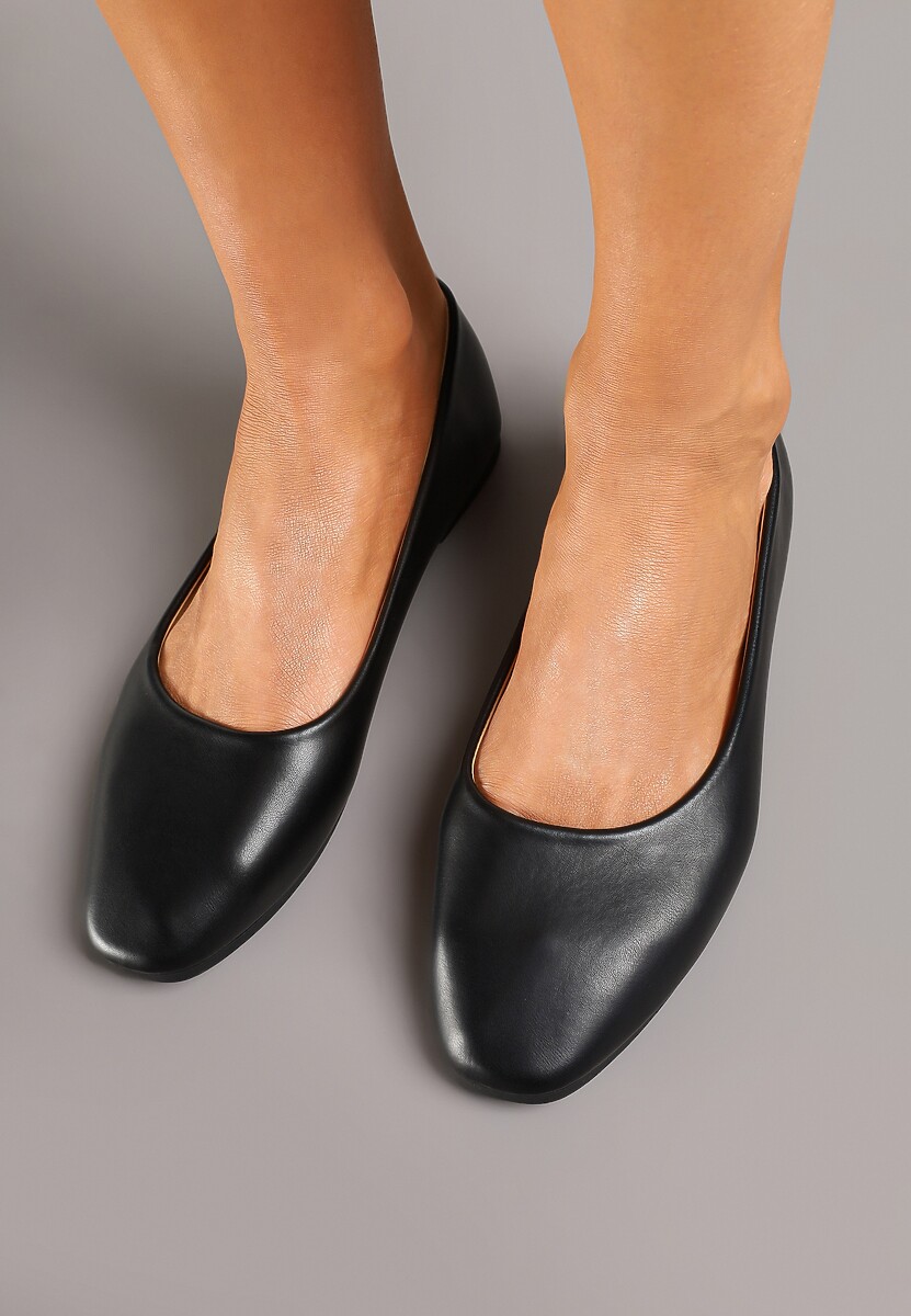 Czarne Klasyczne Balerinki z Wkładką ze Skóry Naturalnej Amilora