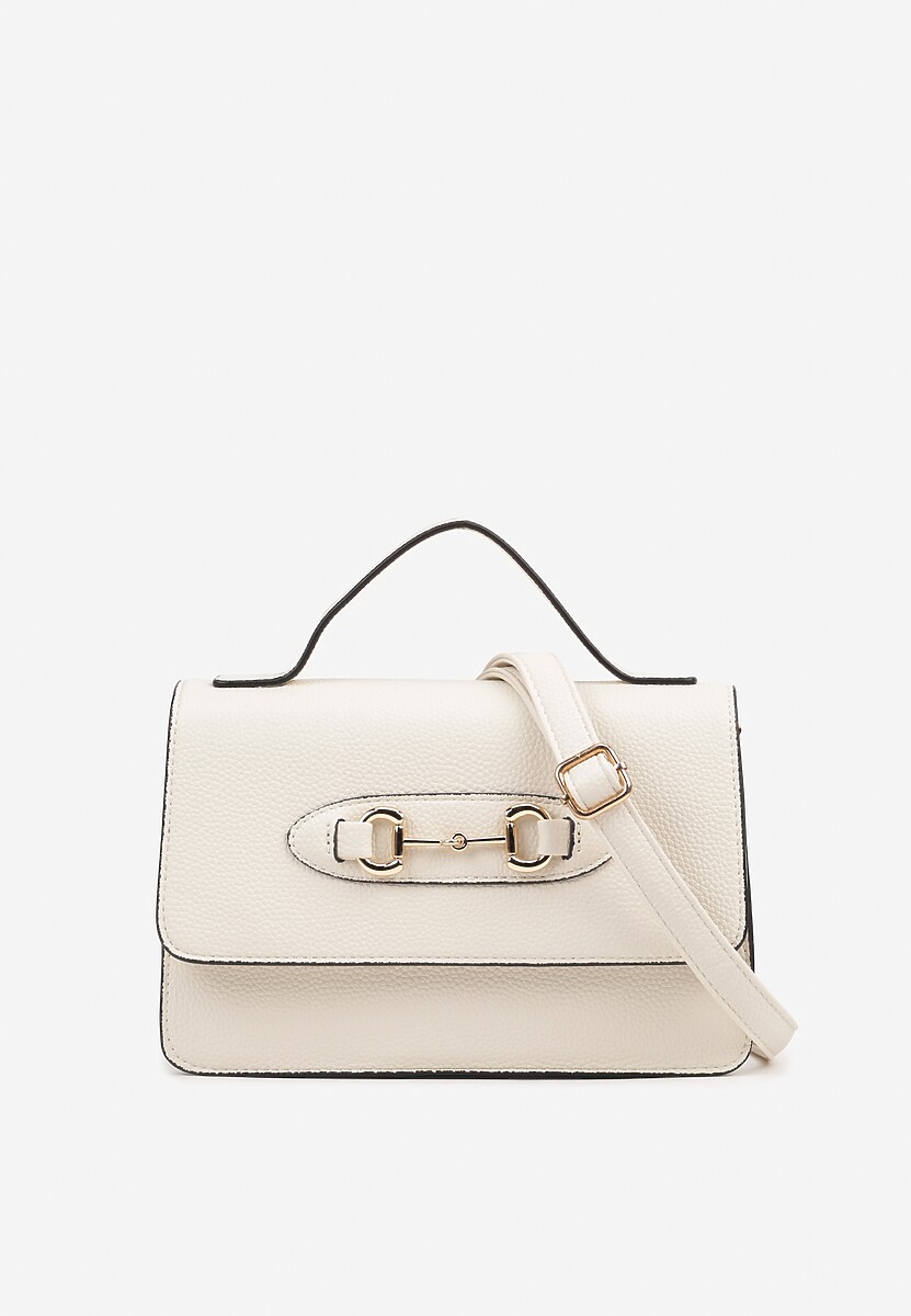 Biała Torebka Prostokątna w Typie Listonoszki z Paskiem Regulowanym Naniviia