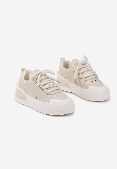 Beżowe Streetwearowe Sneakersy Trampki na Platformie Danenith