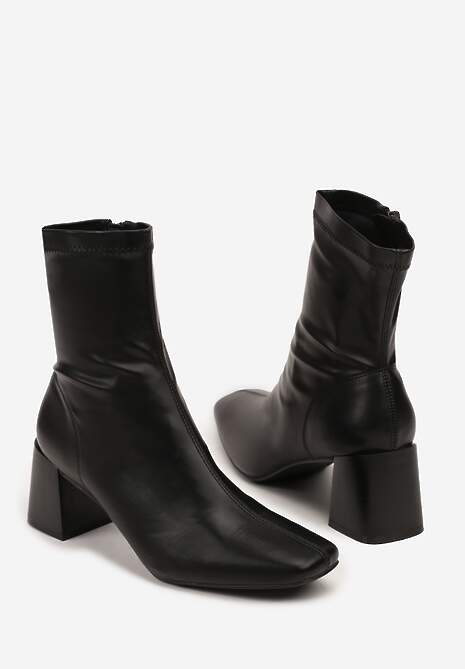 Czarne Botki na Stożku Vices z Elastyczną Cholewką Giolaria