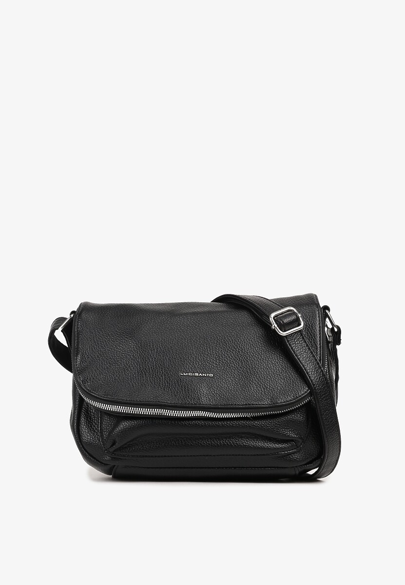 Czarna Minimalistyczna Torebka Typu Listonoszka z Klapą Redolana