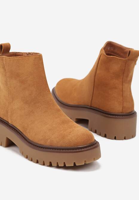 Brązowe Botki na Platformie w Stylu Sztybletów Erisiana