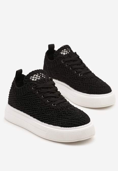 Czarne Siateczkowe Sneakersy Typu Tenisówki Sunalie