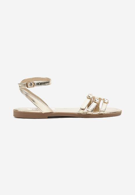 Złote Sandały Ozdobiona Klamrą i Paskami Noviaella