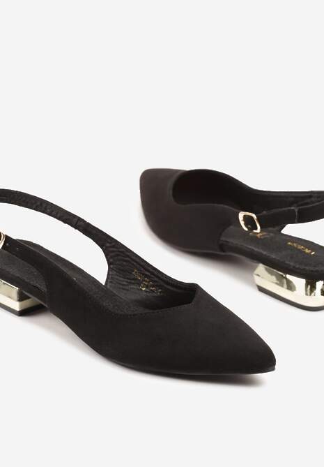 Czarne Sandały Slingback Vices z Wkładką ze Skóry Naturalnej Galeresa