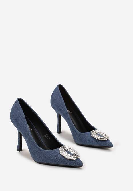 Niebieskie Błyszczące Szpilki Ozdobione Cyrkoniami Morens