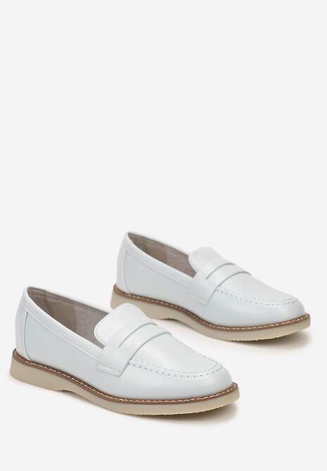 Niebieskie Klasyczne Mokasyny Ozdobione Wstawką i Przeszyciem Berdafa