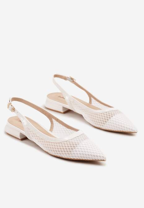Białe Sandały Slingback z Siateczki ze Szpiczastym Noskiem Niloriae