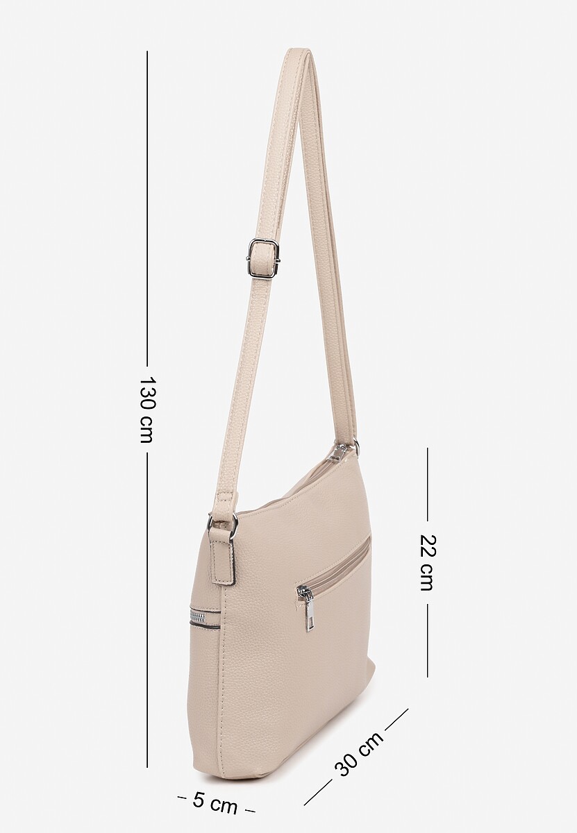 Beżowa Torebka z Suwakami na Regulowanym Pasku Malovia