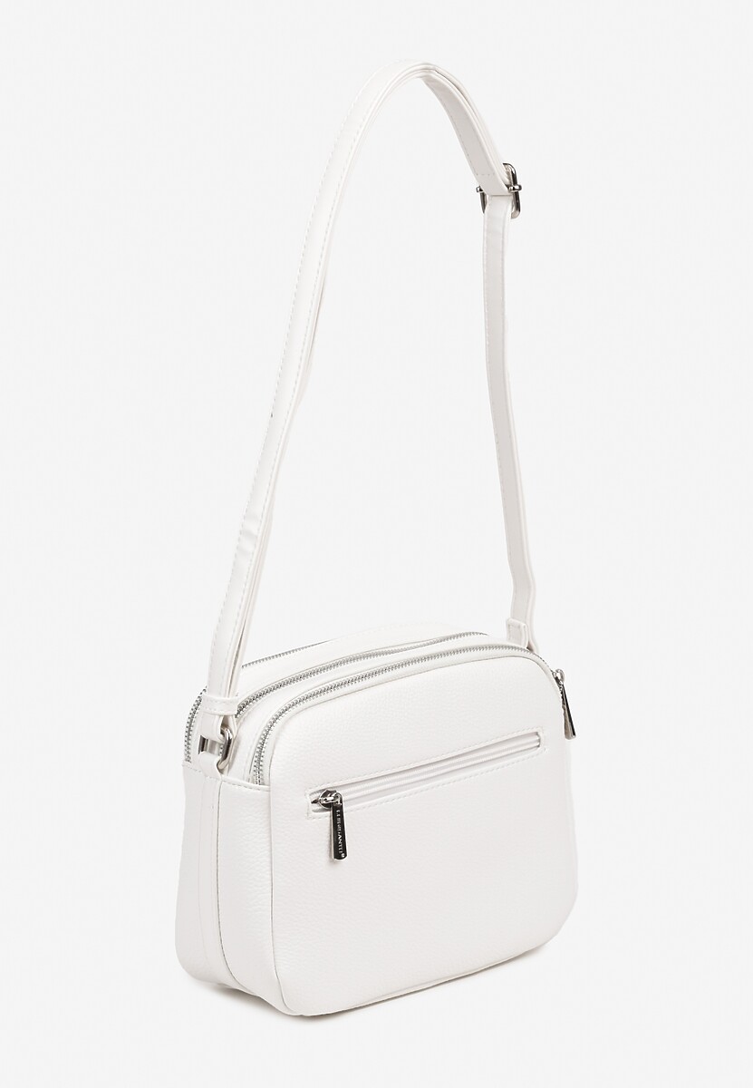 Biała Torebka Trzykomorowa Typu Listonoszka Ozdobiona Napisem Redemara