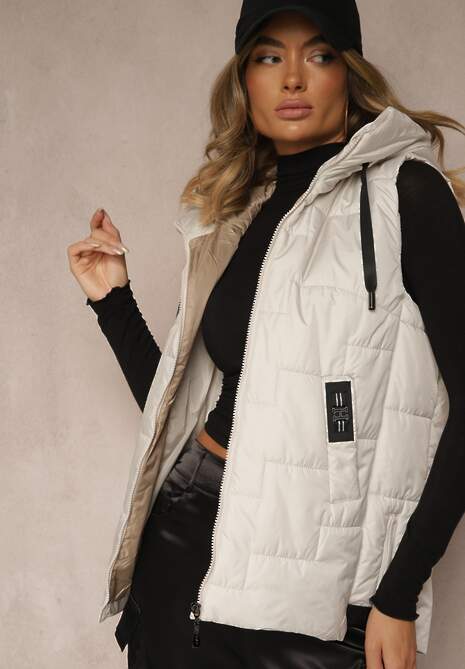 Jasnoszara Pikowana Kamizelka z Kapturem w Klasycznym Stylu Tulorina