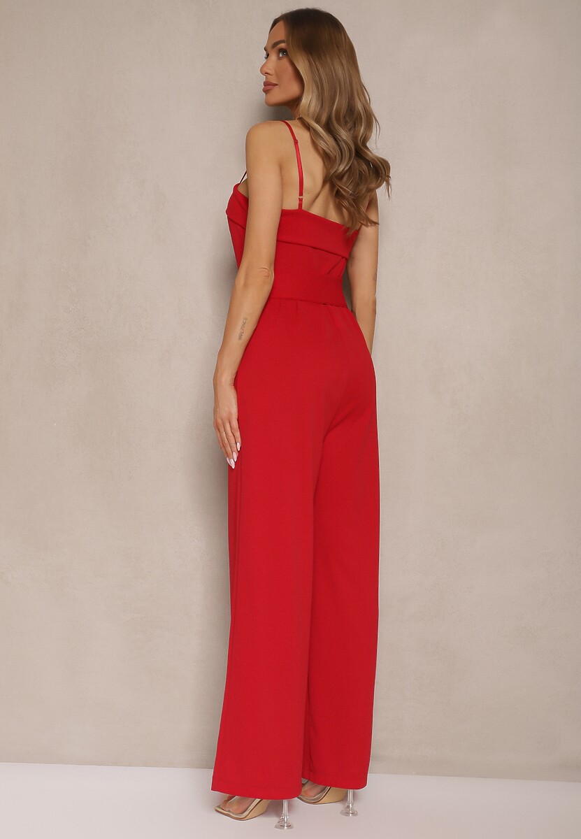 Czerwony Taliowany Kombinezon z Paskiem Desine