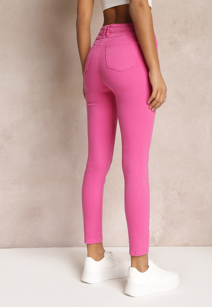Fuksjowe Jeansy Skinny z Efektem Push Up Karinali