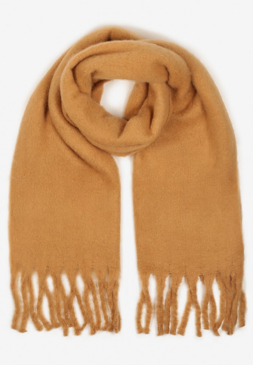 Ciemnobeżowy Szalik Ozdobiony Frędzlami Esalirea