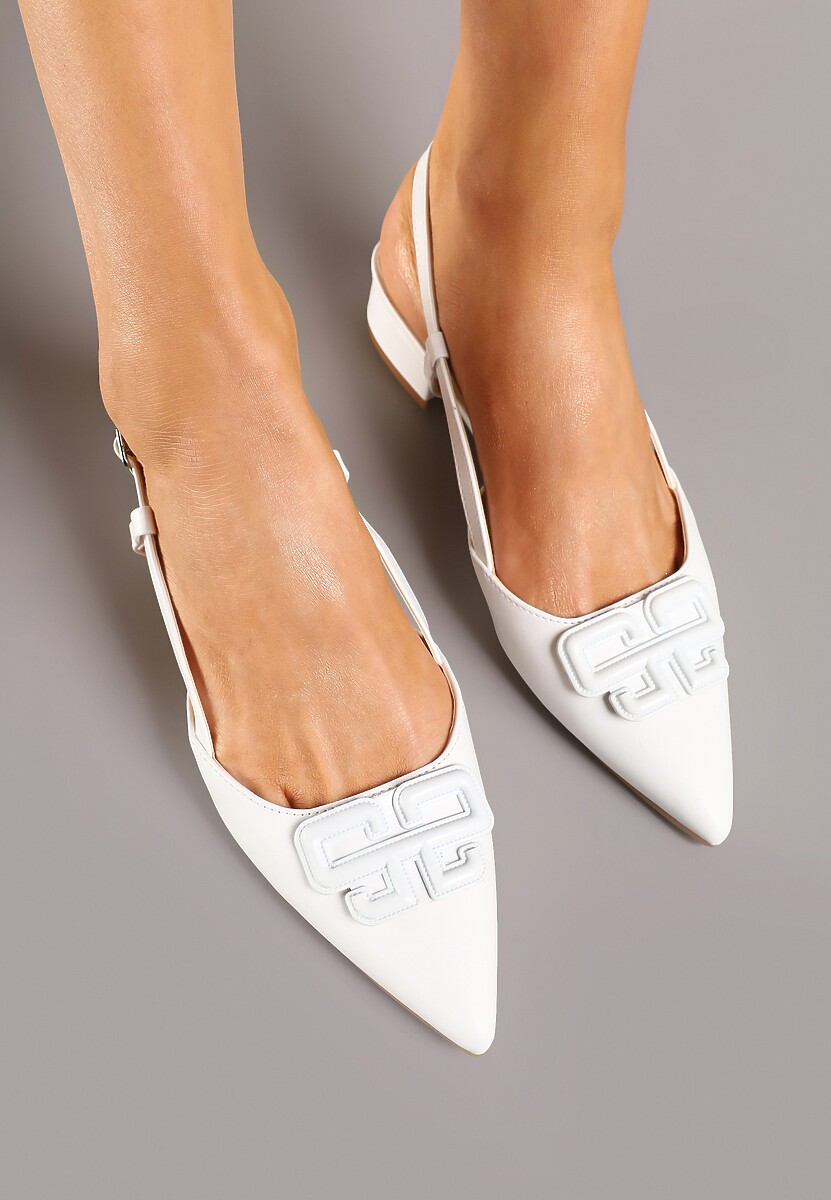 Białe Sandały Slingback z Geometryczną Ozdobą Setaliena